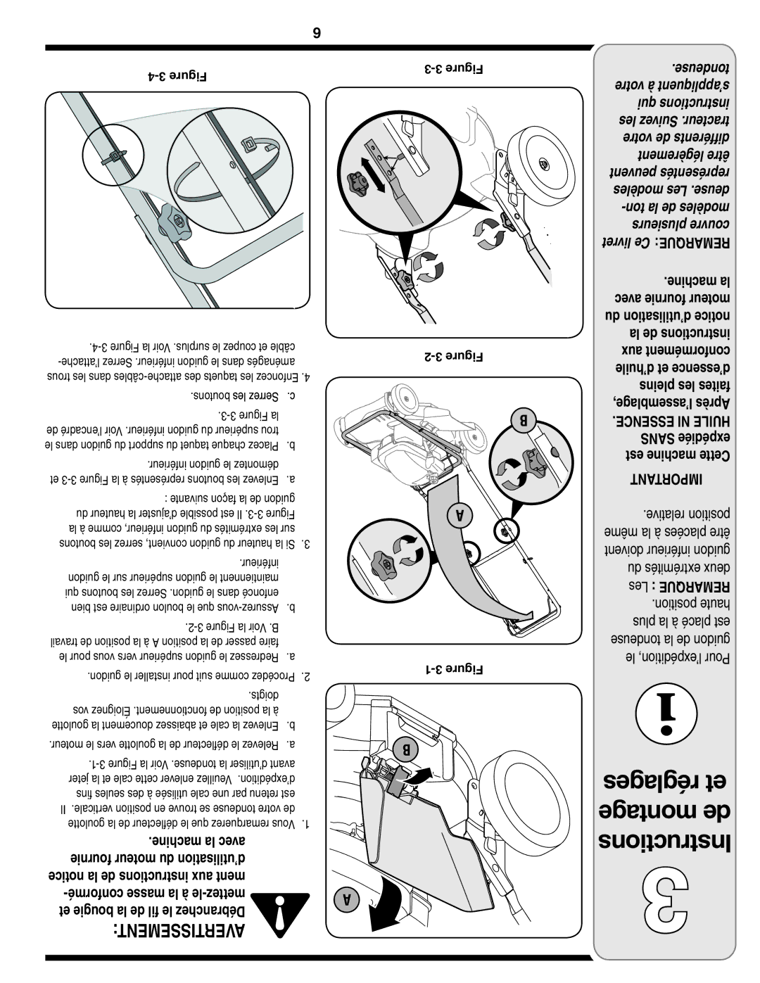 MTD 260 Series warranty La de instructions, Pleins les faites, ’assemblage, Après, Est machine Cette, Les Remarque 