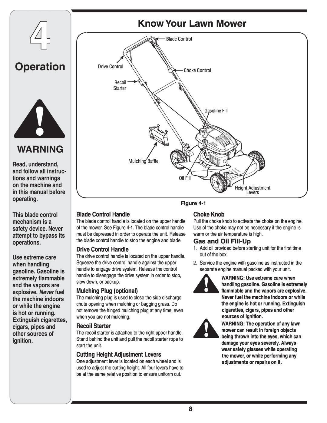 MTD 260 Series warranty Operation, Know Your Lawn Mower 
