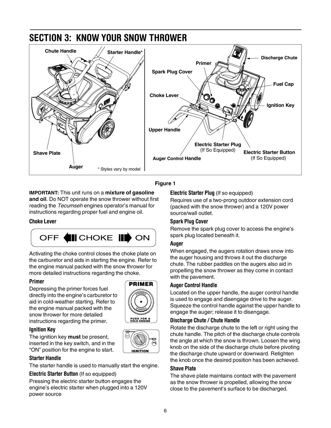 MTD 262, S265 manual Know Your Snow Thrower, OFF Choke on 