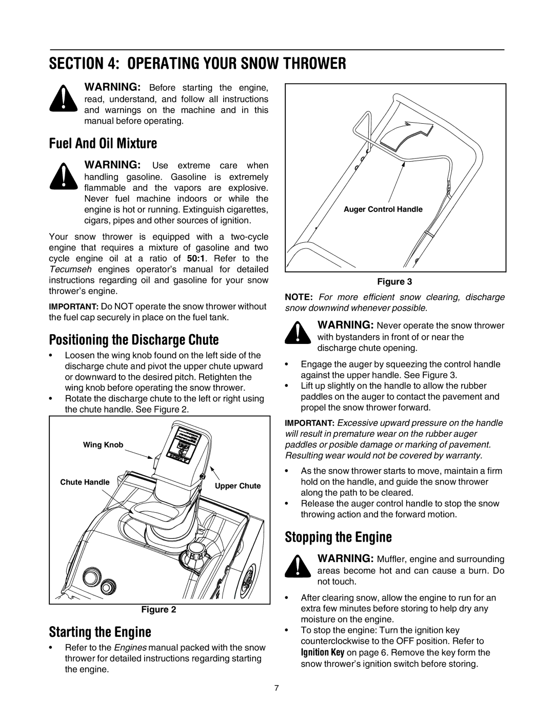 MTD S265, 262 manual Operating Your Snow Thrower, Fuel And Oil Mixture, Positioning the Discharge Chute, Starting the Engine 