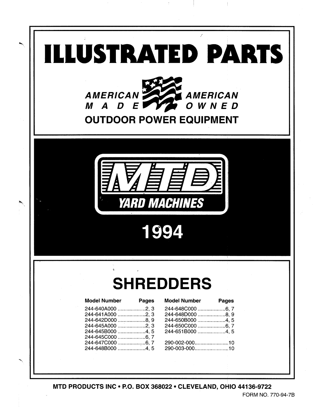 MTD 290-003-000, 290-002-000, 244-650C000, 244-648C000, 244-651B000, 244-650B000, 244-648B000, 244-648D000, 244-645B000 manual 