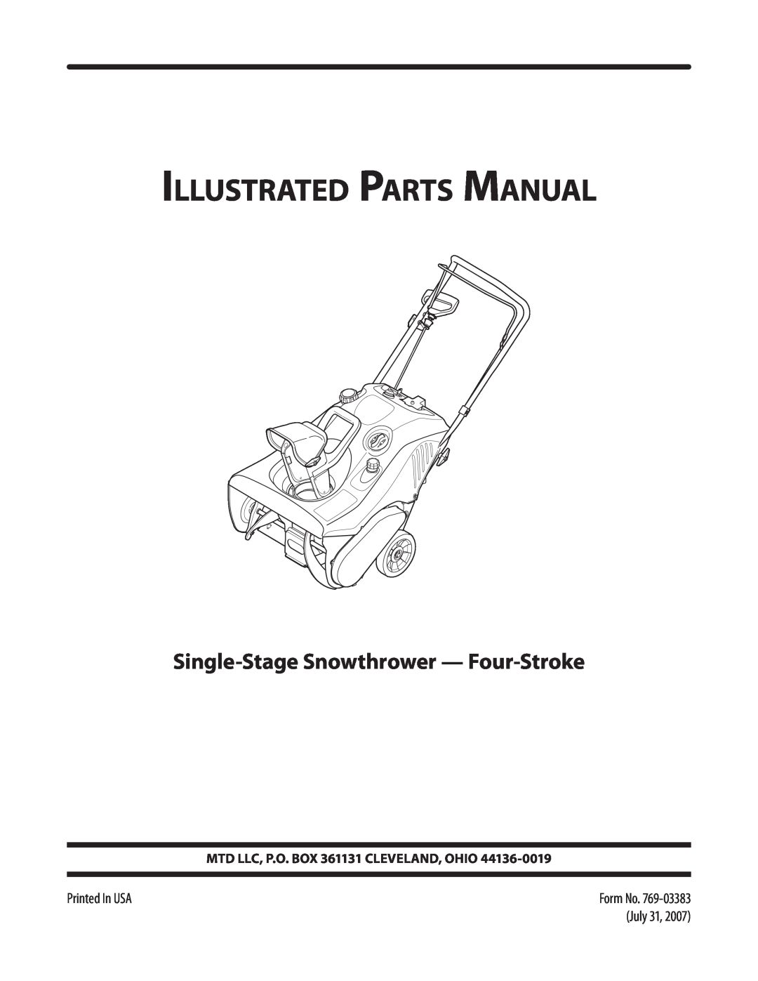 MTD manual Operator’s Manual, Single Stage Snow Thrower, Models 2B5 E2B5 & E295 