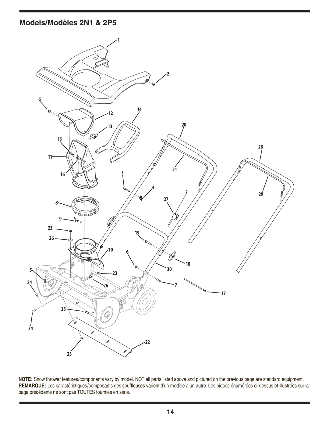 MTD warranty Models/Modèles 2N1 & 2P5, 321 