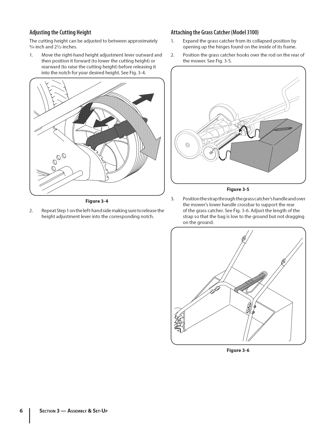 MTD 3000, 3100 warranty Adjusting the Cutting Height, Attaching the GrassCatcherModel 