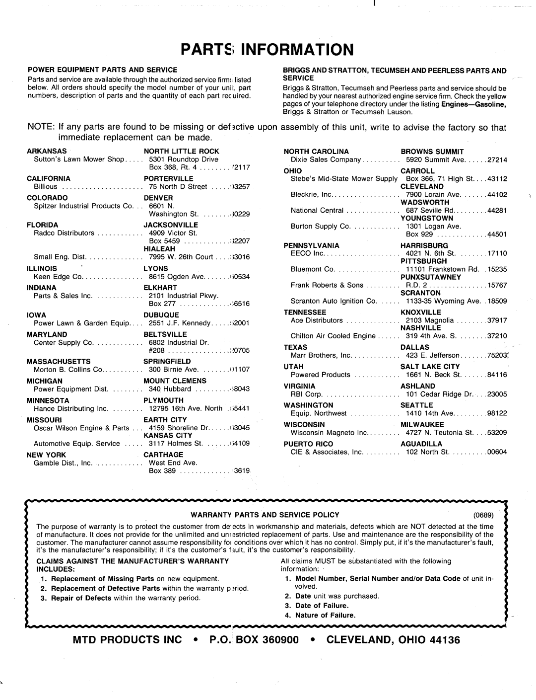 MTD 310-180-000, 310-181-000 manual 