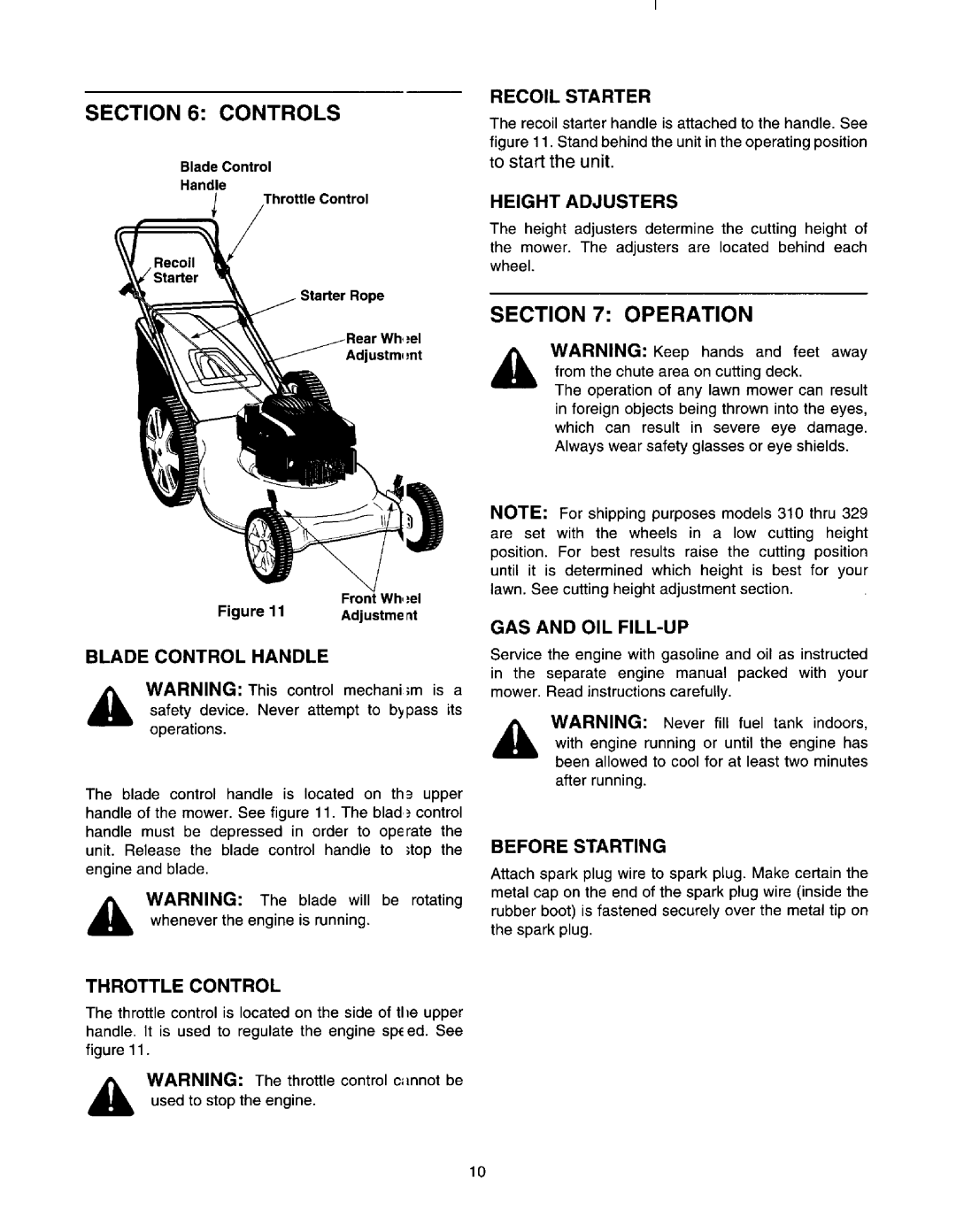 MTD 310-329, 510-519 manual 