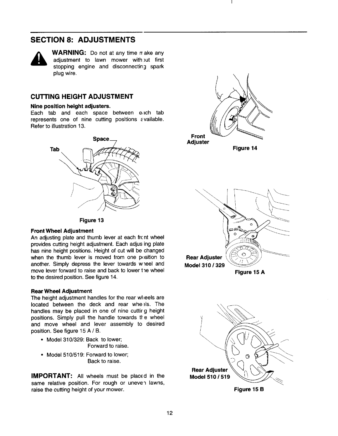 MTD 310-329, 510-519 manual 