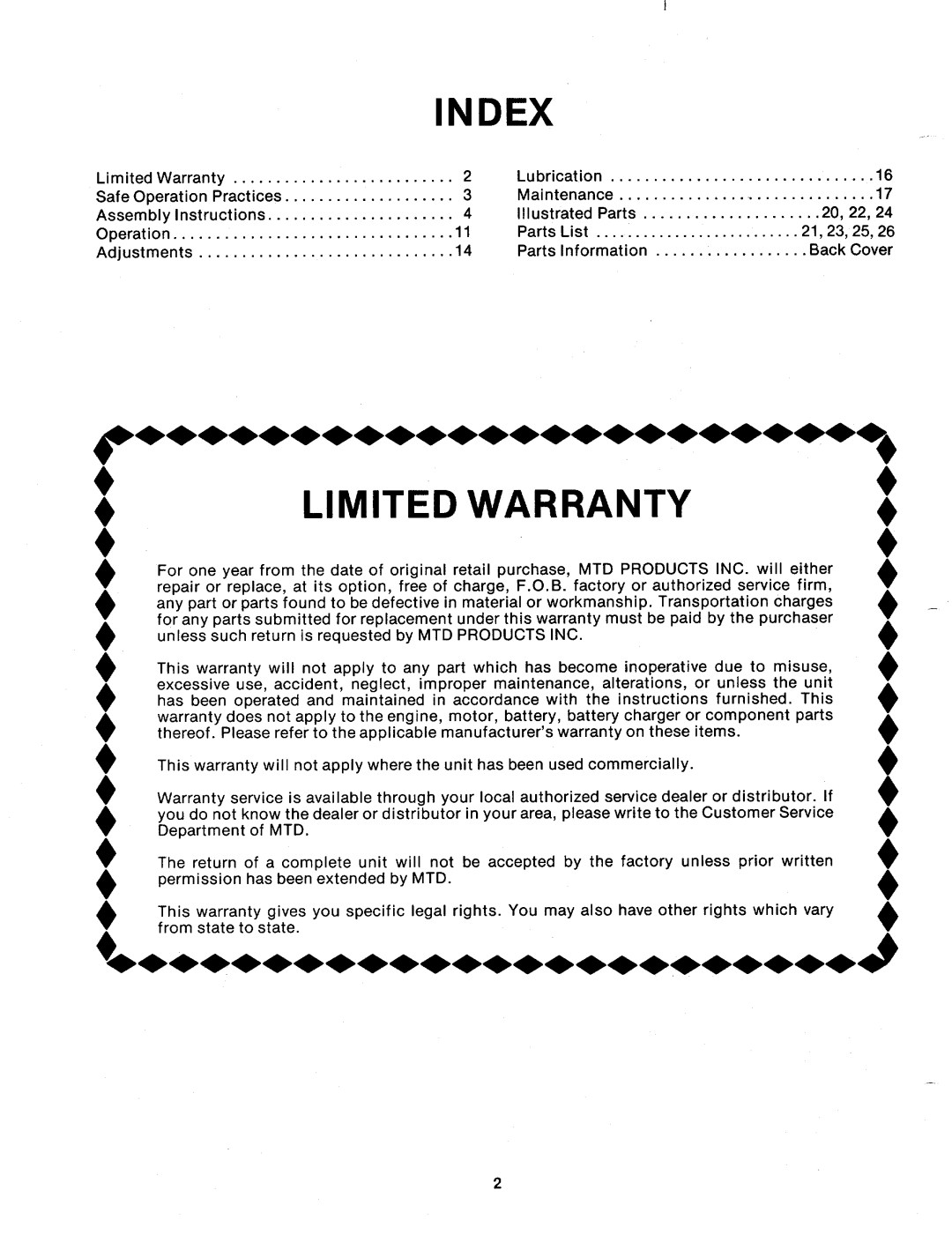 MTD 310-430A manual 