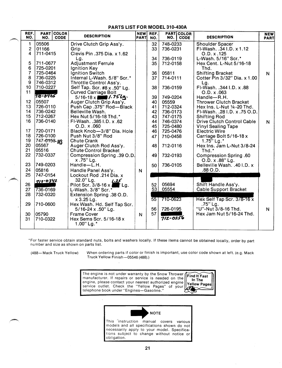 MTD 310-430A manual 