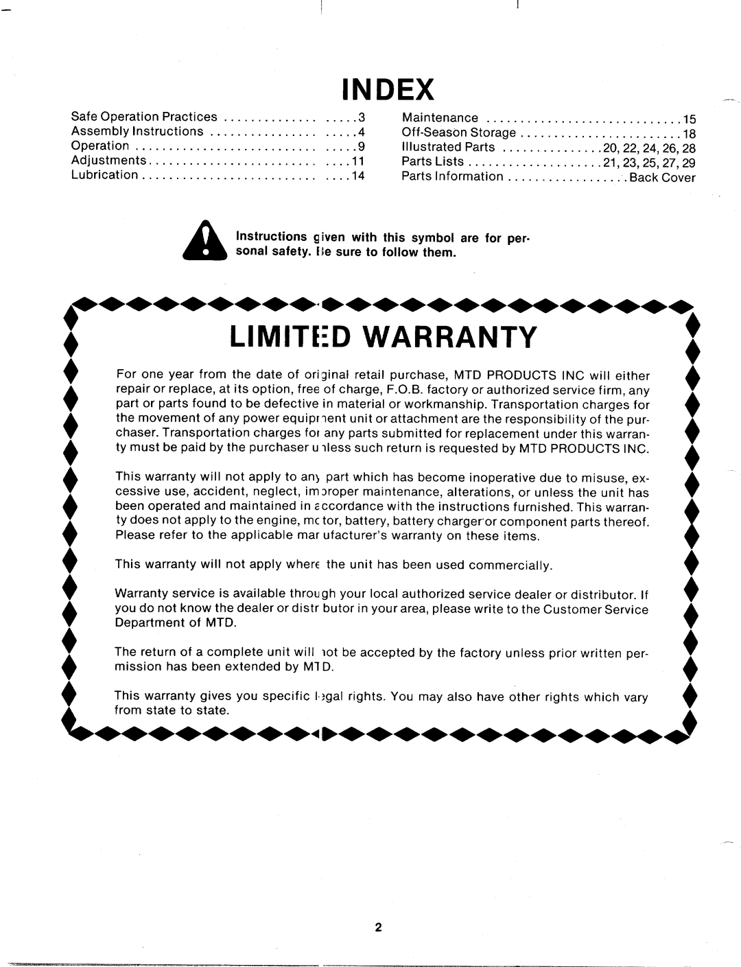 MTD 315-960-000, 315-800-000, 315-860-000 manual 