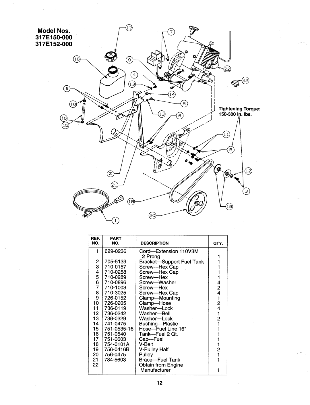 MTD 317E140-000, 317-140-000, 317E-140-000, 317E152-000, 317-150-000, 317E150-000, 317E-152-000, 317E-150-000 manual 