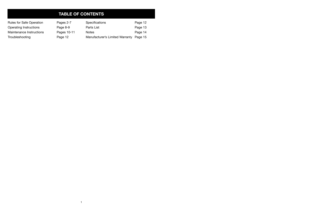 MTD 31A-020-900 manual Table of Contents 