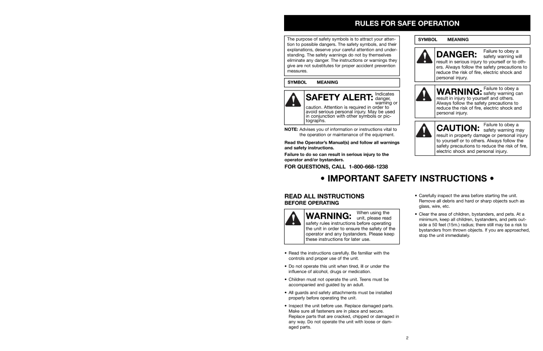 MTD 31A-020-900 manual Rules for Safe Operation, Before Operating 