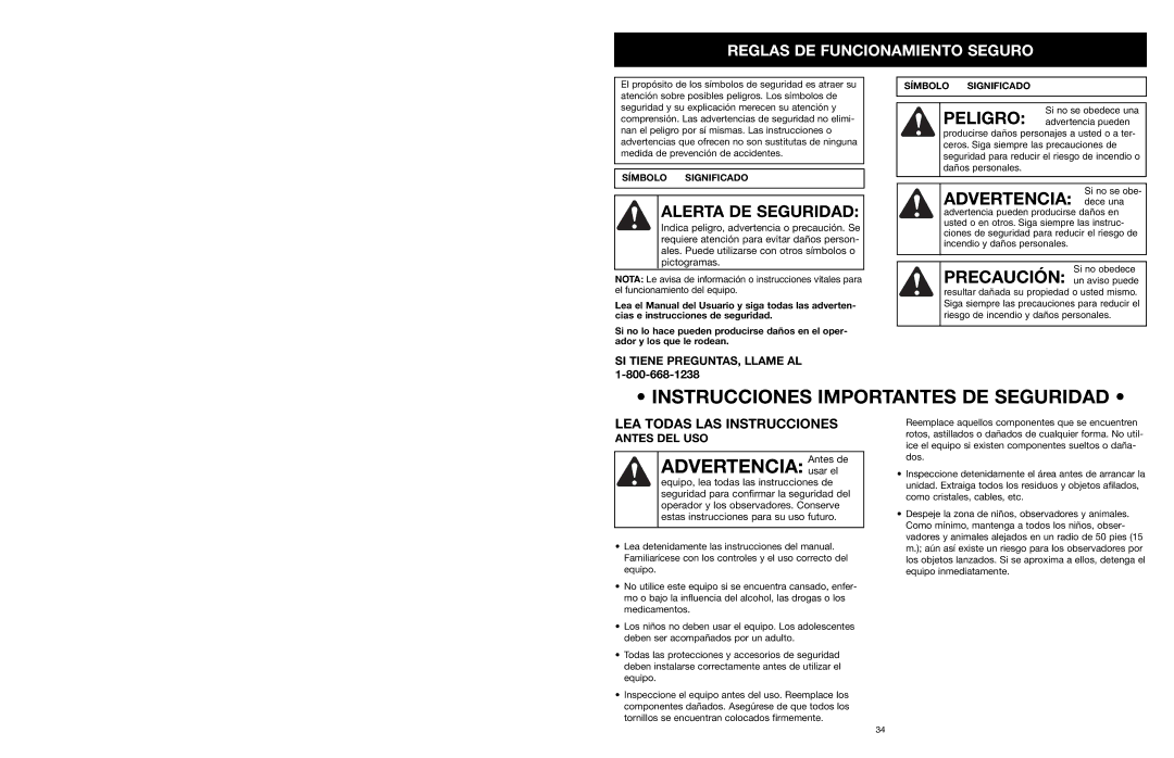 MTD 31A-020-900 manual Reglas DE Funcionamiento Seguro, SI Tiene PREGUNTAS, Llame AL, Antes DEL USO 