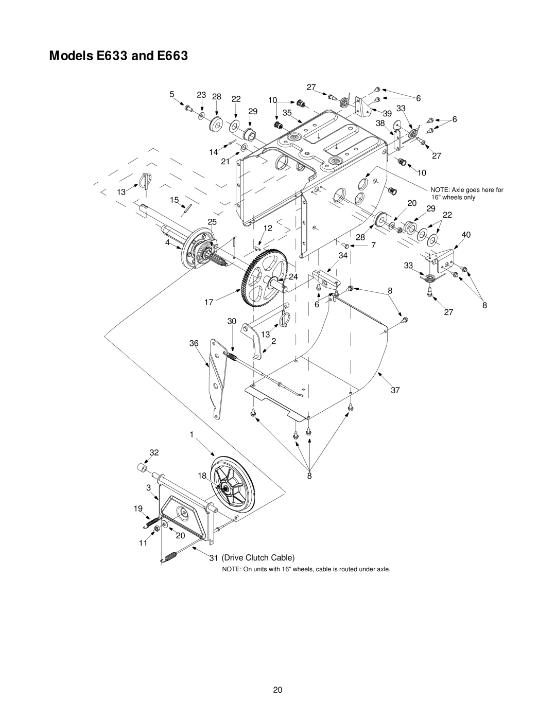 MTD 31AE633E401, 31AE663H401 manual Drive Clutch Cable 