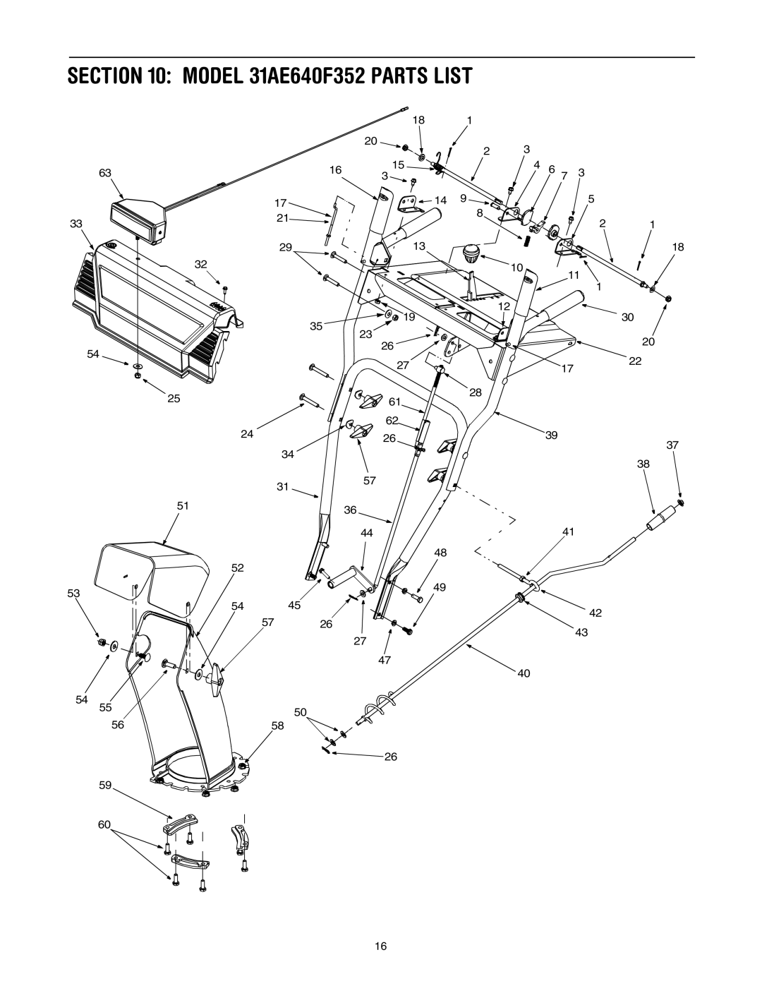 MTD manual Model 31AE640F352 Parts List 