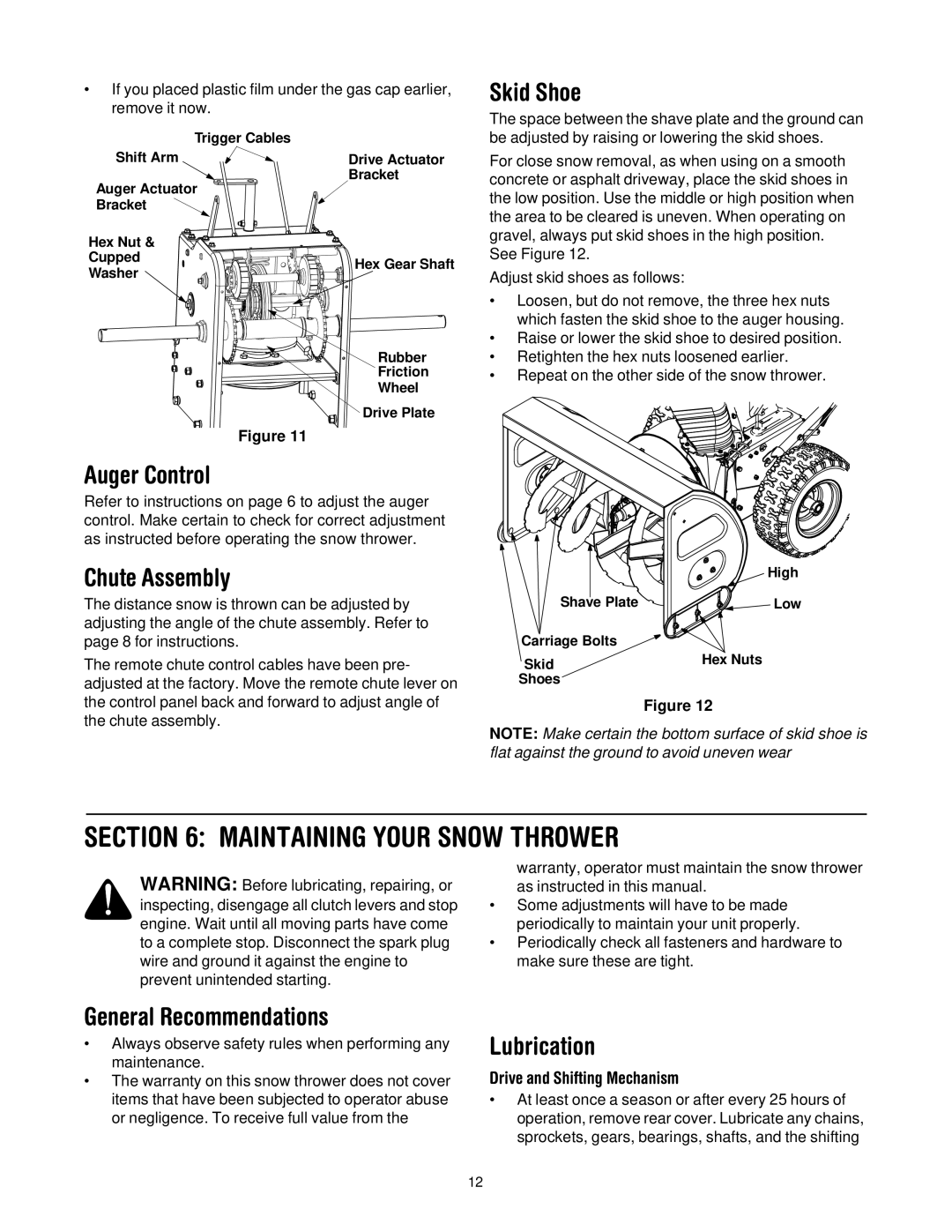 MTD 31AE993I401 manual Maintaining Your Snow Thrower 