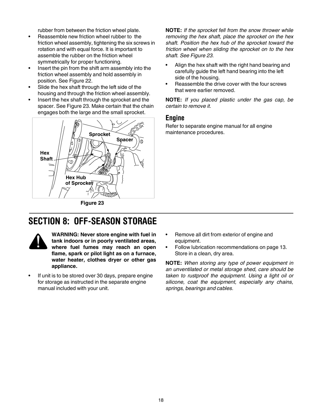 MTD 31AH553G401 manual Engine, OFF-SEASON Storage 