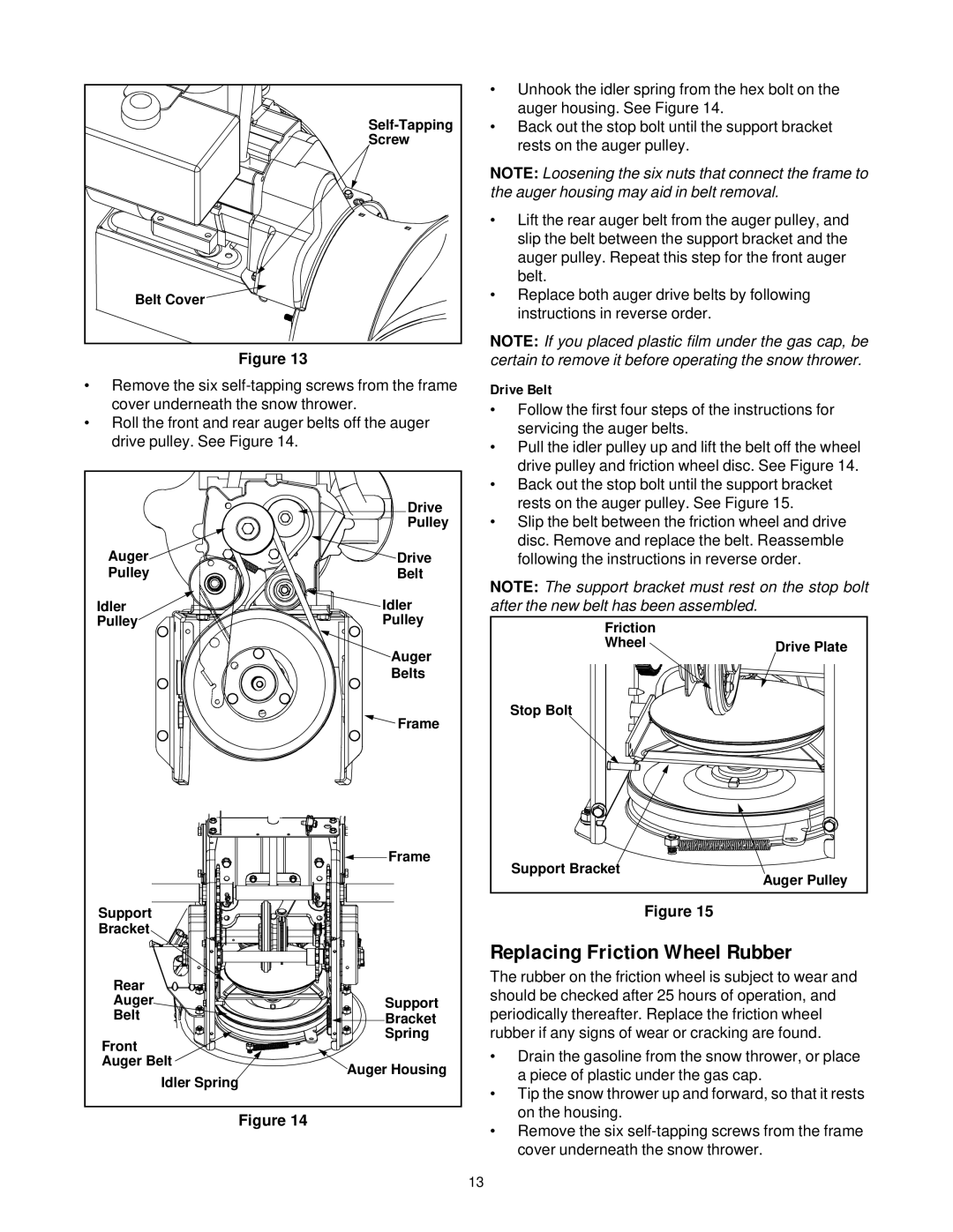 MTD 31AH5C3F401, 31AH5Q3G401 manual Replacing Friction Wheel Rubber, Drive Belt 