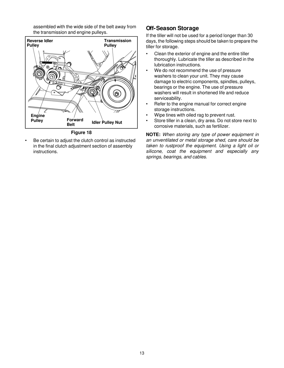 MTD 340 Thru 390 manual Off-Season Storage 