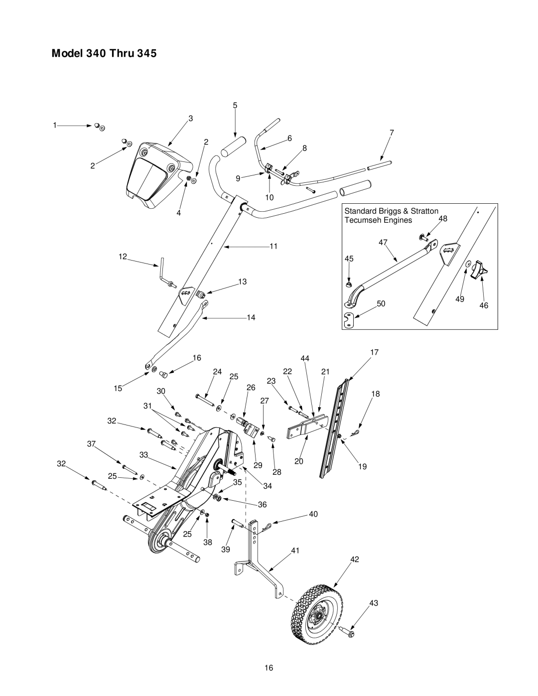 MTD 340 Thru 390 manual Model 340 Thru 