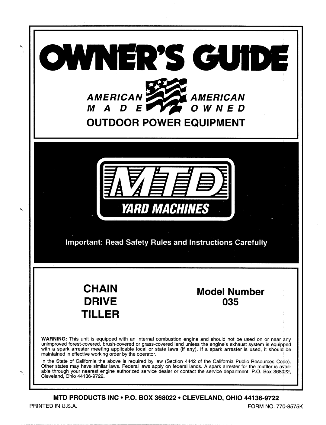 MTD 35 manual 