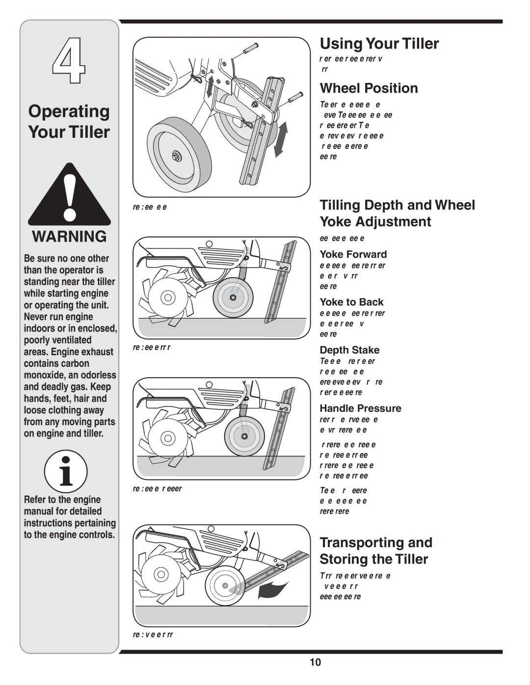 MTD 390 Series warranty Operating Your Tiller, Using Your Tiller 