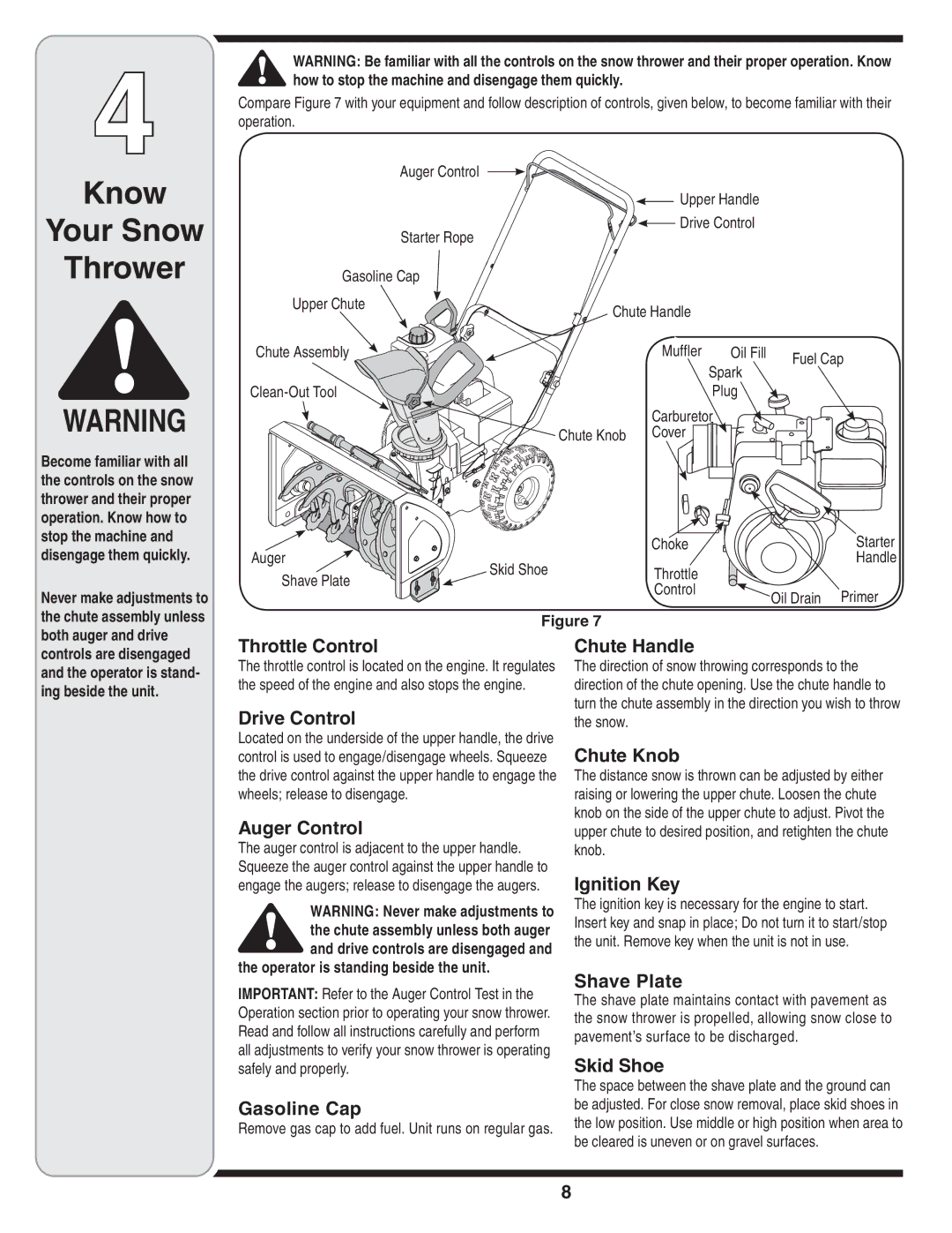 MTD 3AA & 3CA warranty Know Your Snow Thrower 