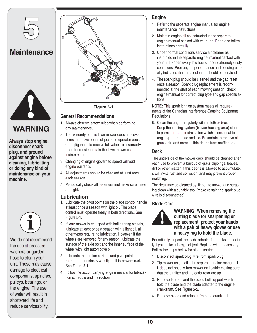 MTD 400 Series warranty Maintenance 