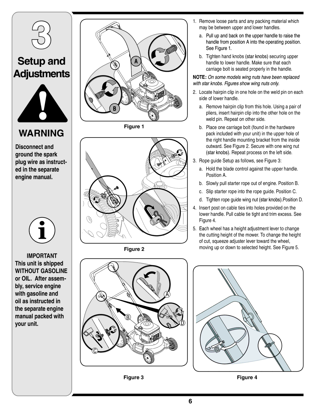 MTD 400 warranty Setup Adjustments 