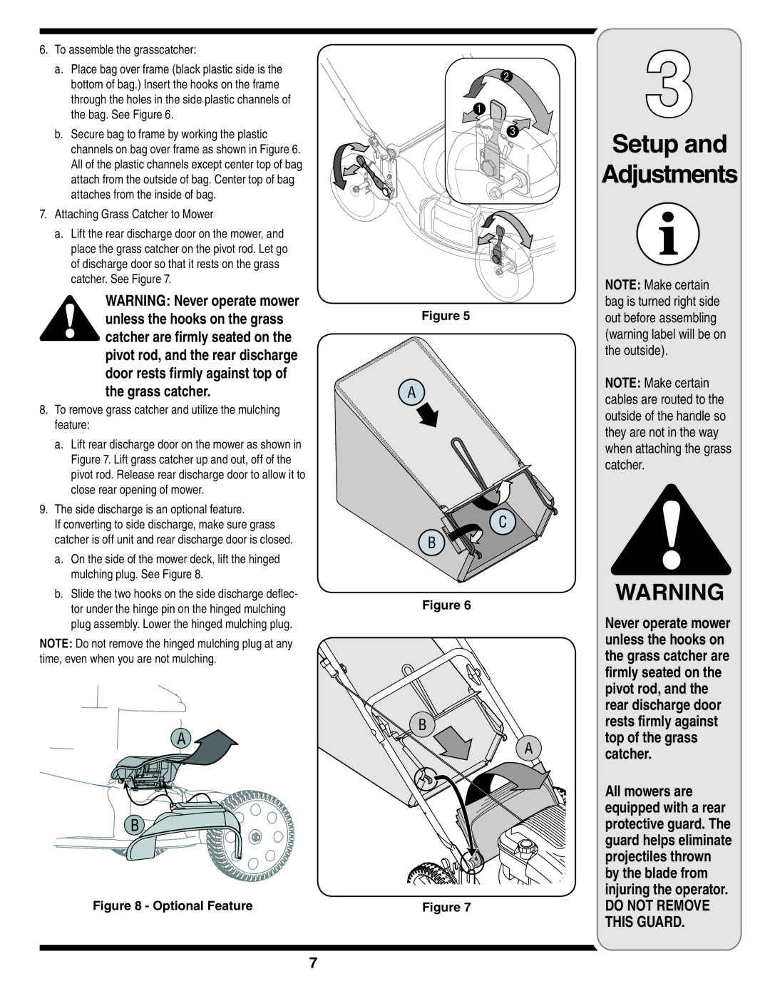 MTD 400 warranty To assemble the grasscatcher, Attaching Grass Catcher to Mower, Side discharge is an optional feature 