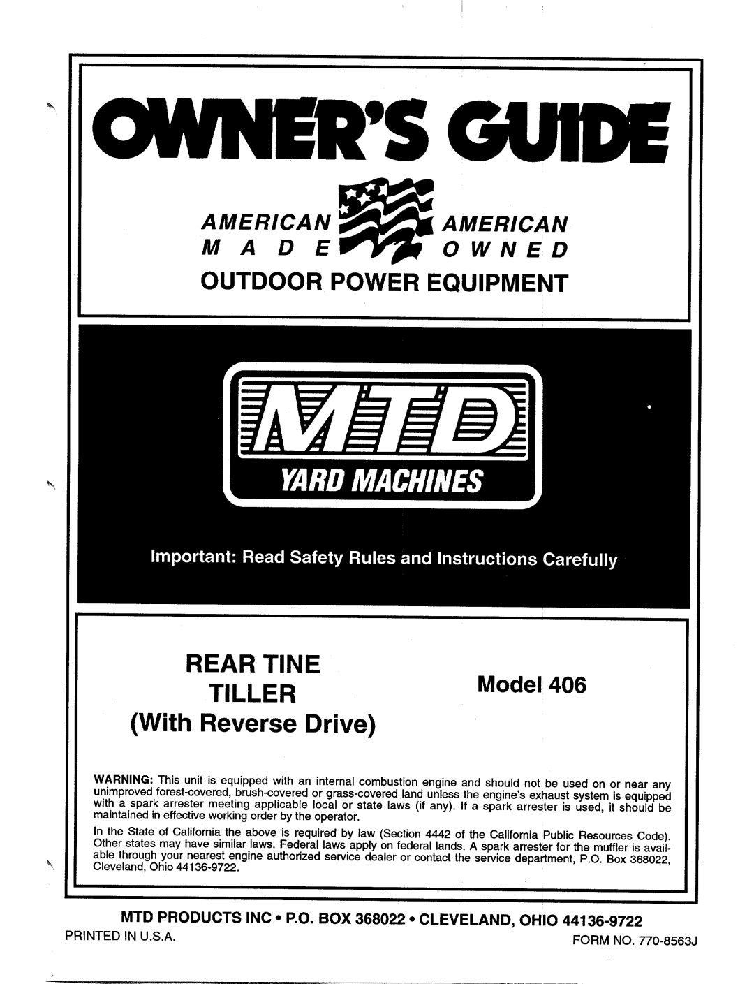 MTD 406 manual 