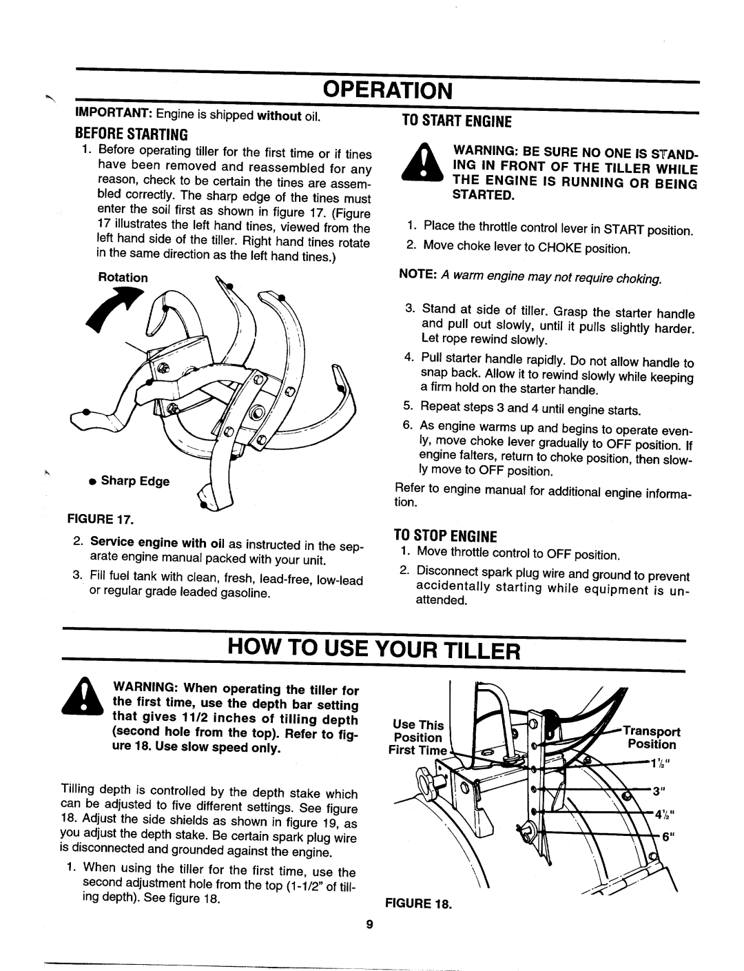 MTD 406 manual 