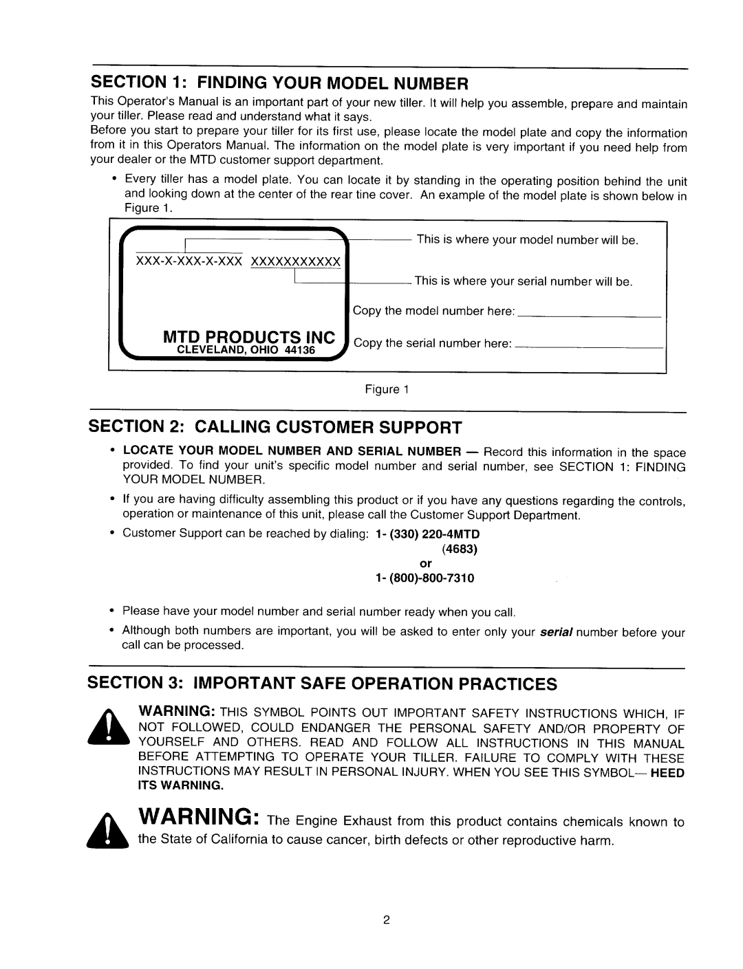 MTD 410 - 422 manual 