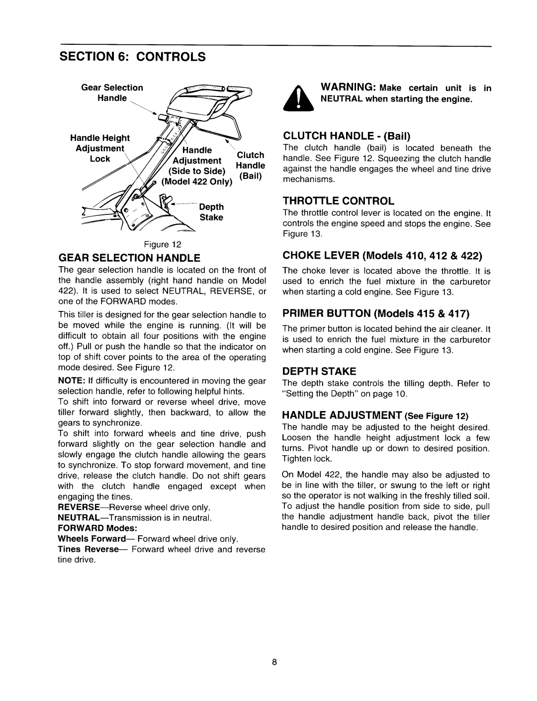 MTD 410 - 422 manual 