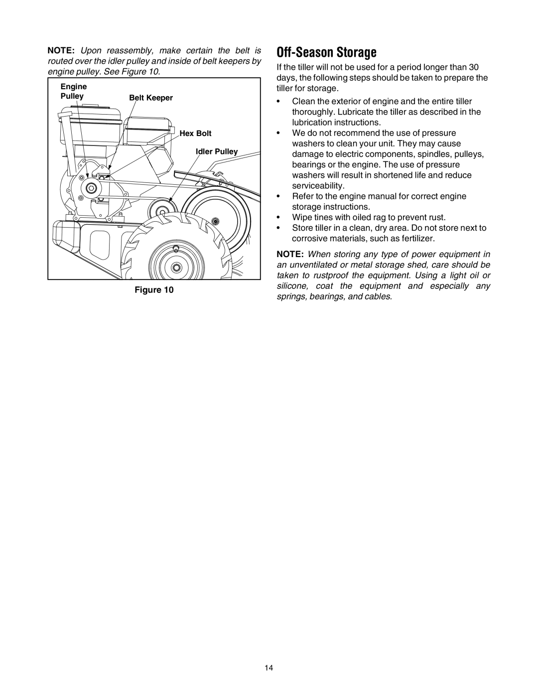 MTD 410 Series manual Off-Season Storage 