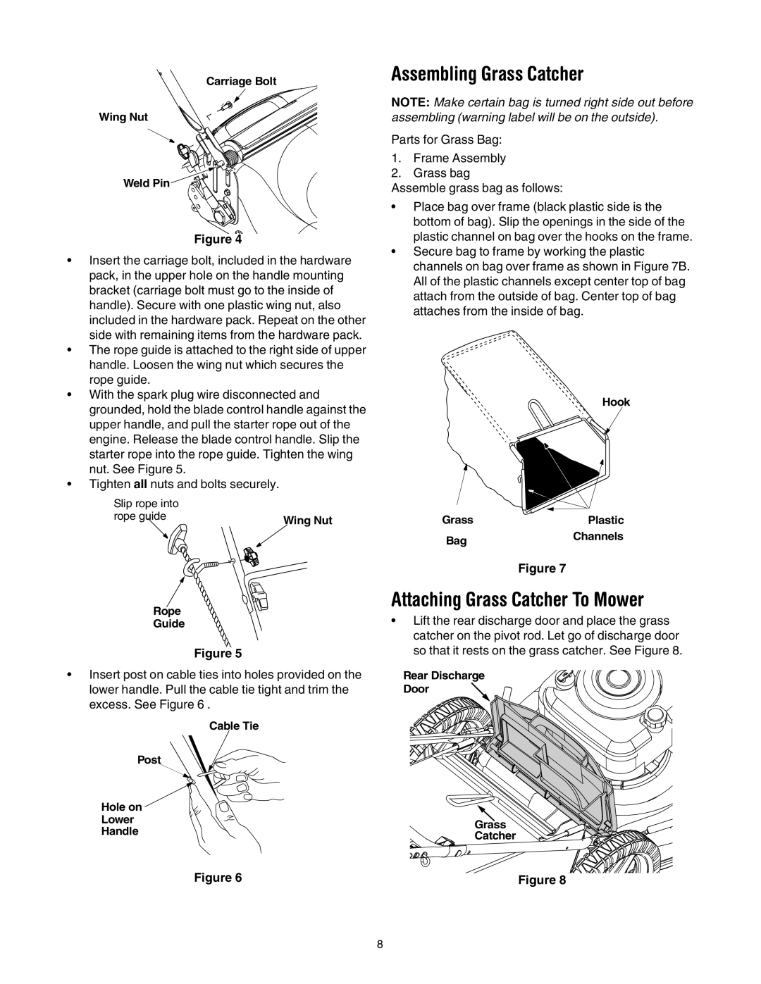 MTD 410 through 419 manual Assembling Grass Catcher, Attaching Grass Catcher To Mower 