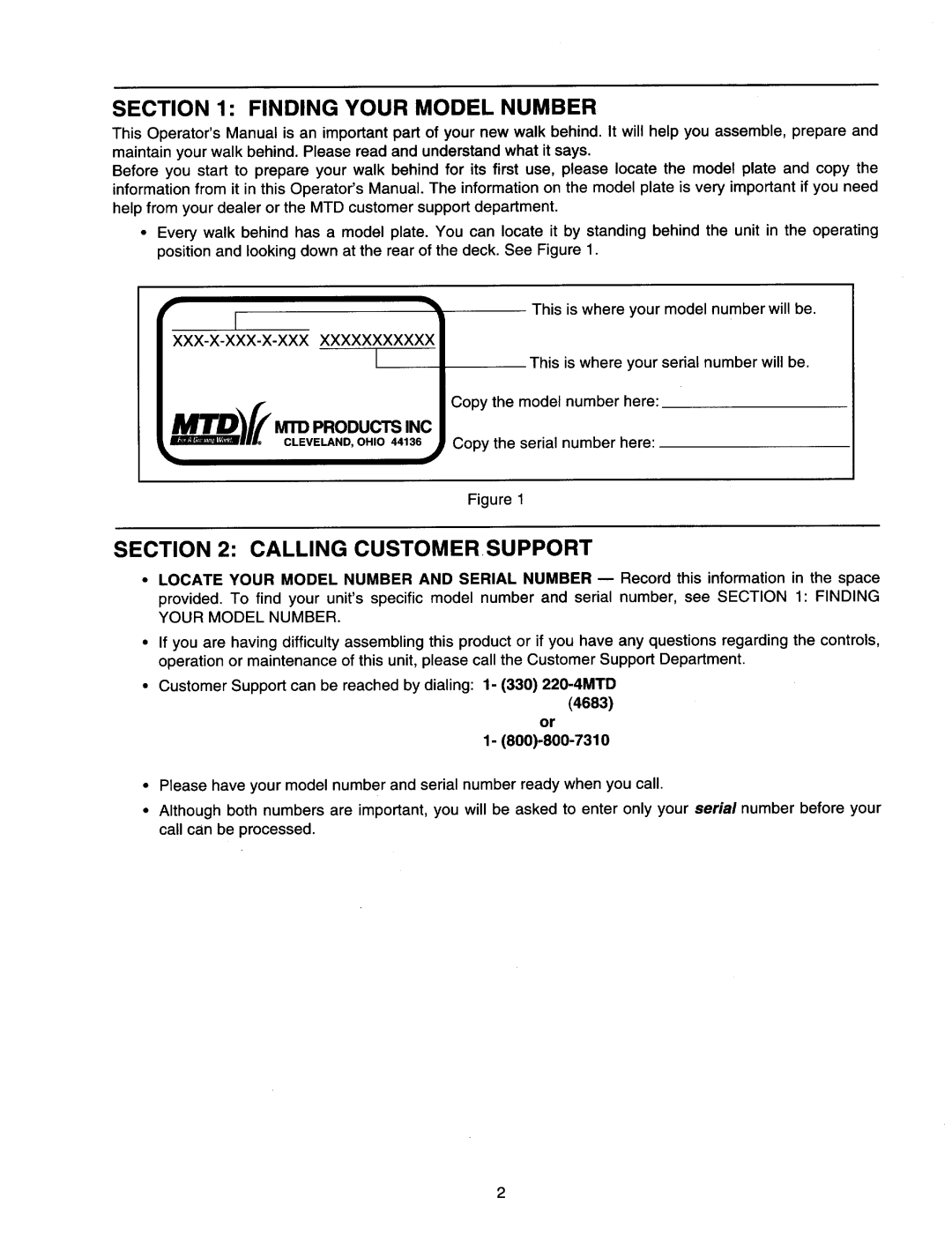 MTD 430 Series manual 