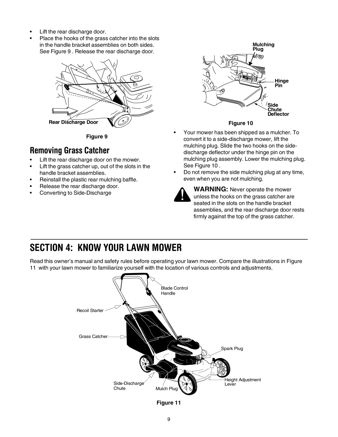 MTD 435 manual Know Your Lawn Mower, Removing Grass Catcher 