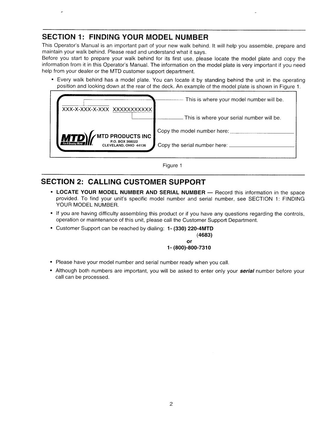 MTD 440 Thru 459 manual 