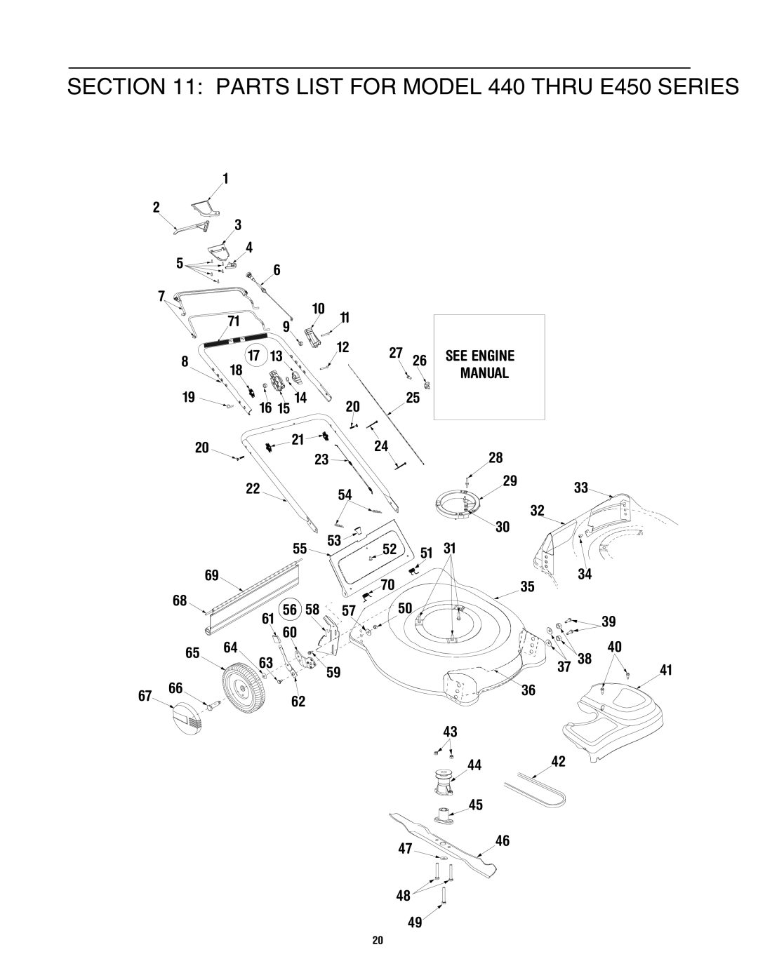 MTD 440 Thru E459 manual Parts List for Model 440 Thru E450 Series 