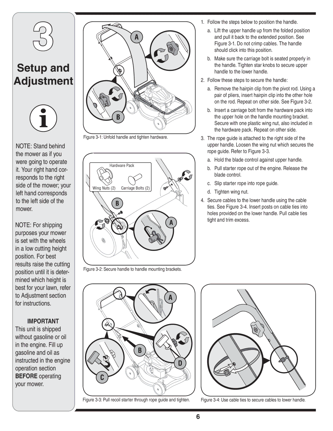 MTD 44M warranty Setup Adjustment 