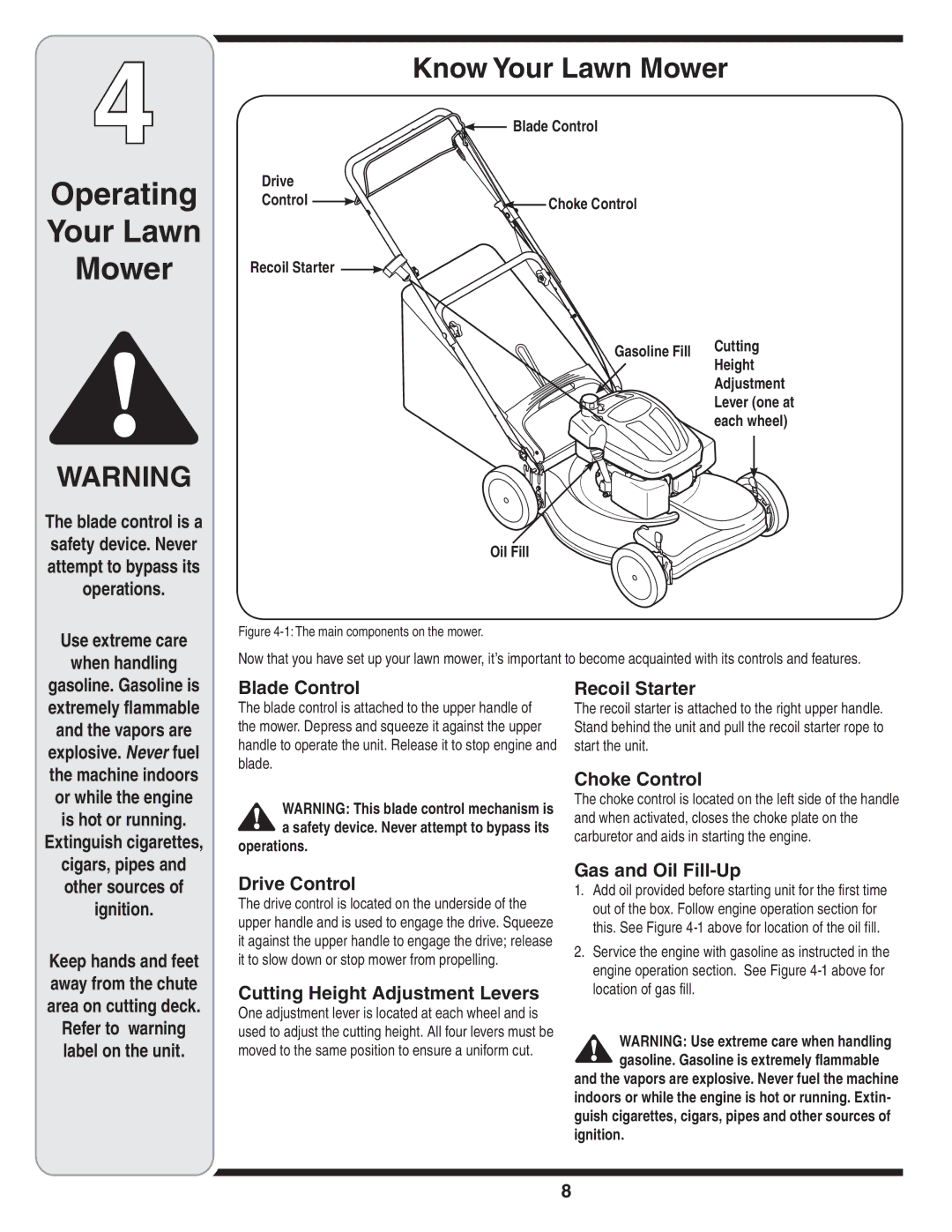 MTD 44M warranty Operating Your Lawn Mower, Know Your Lawn Mower 