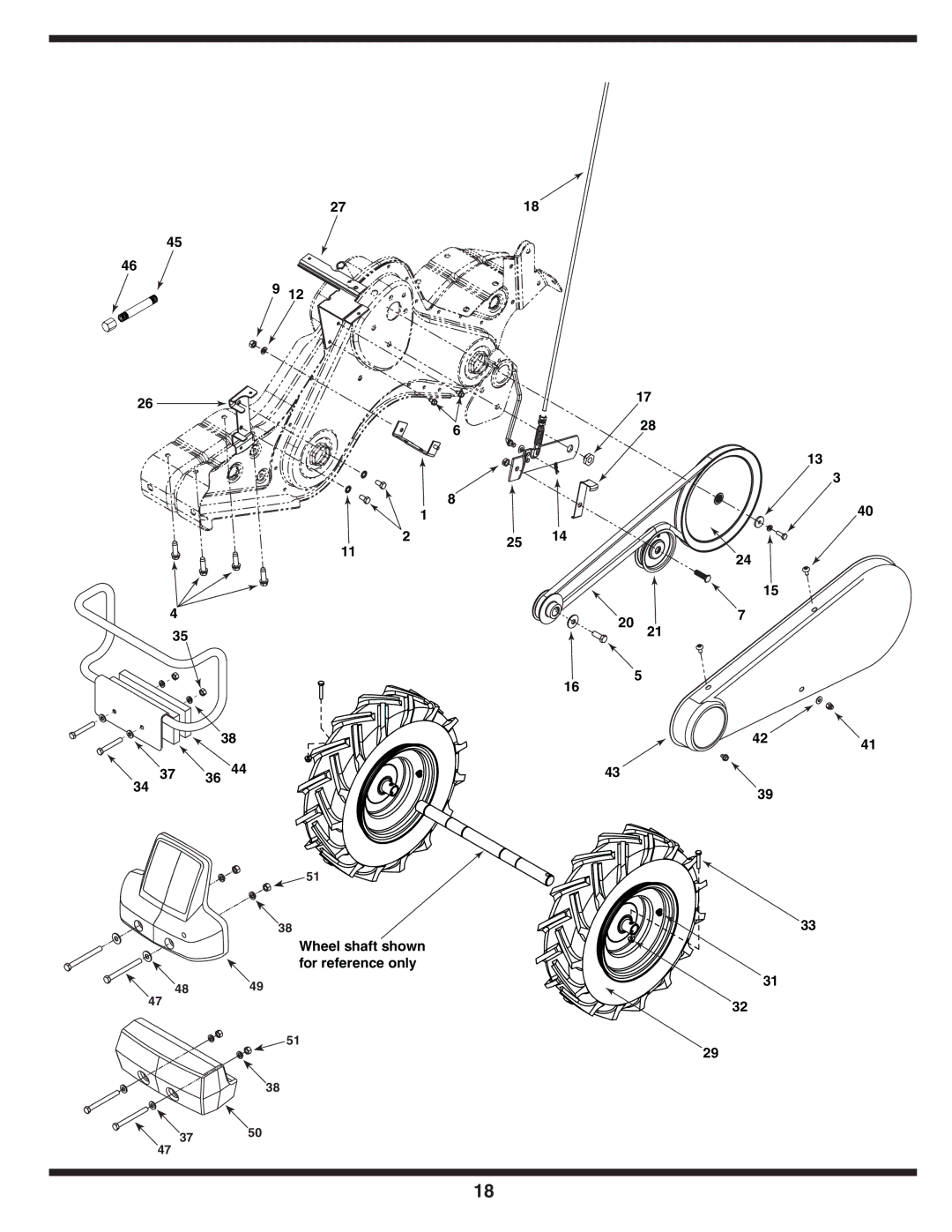 MTD 450 Series, 460 Series warranty 18 Wheel shaft shown For reference only 