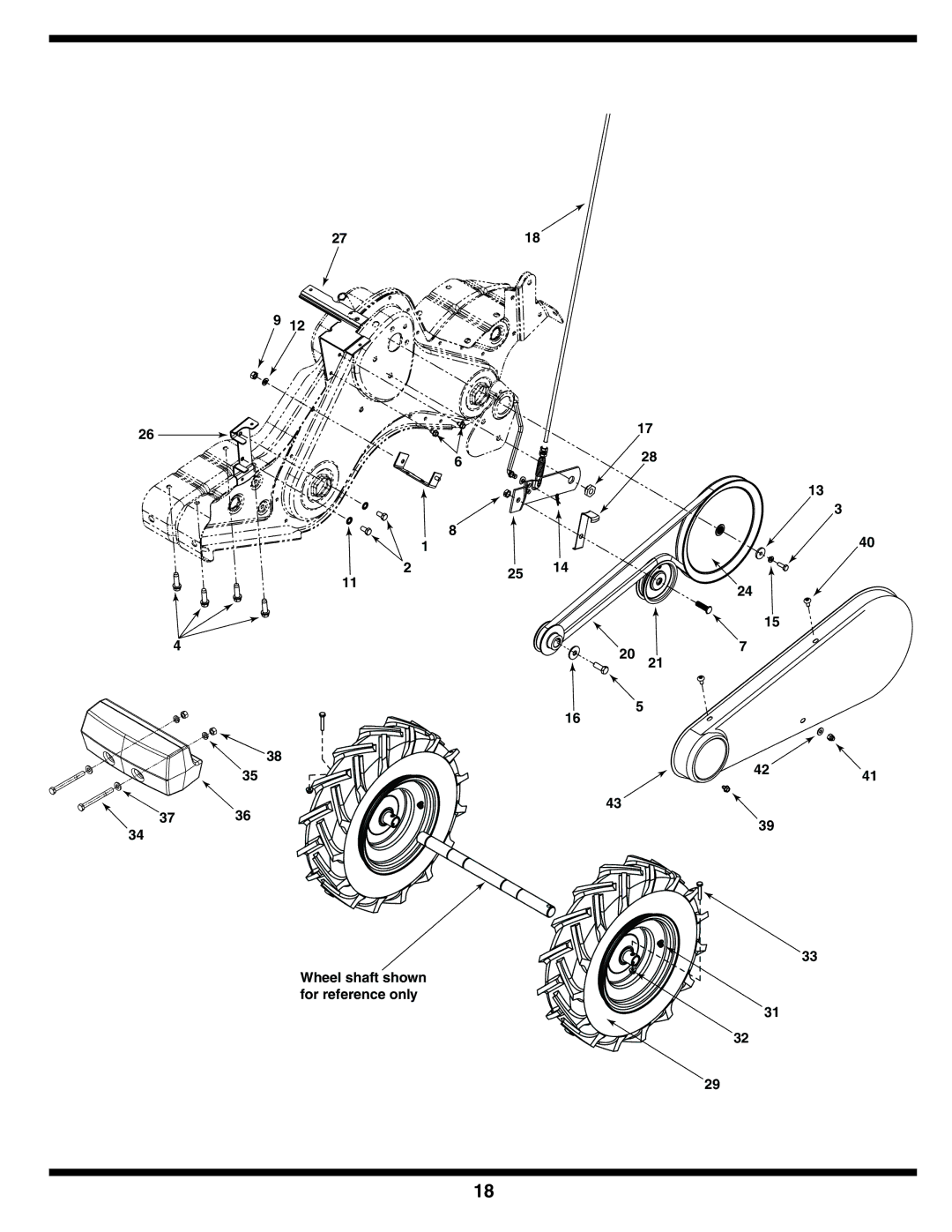 MTD 450 warranty 18 Wheel shaft shown for reference only 