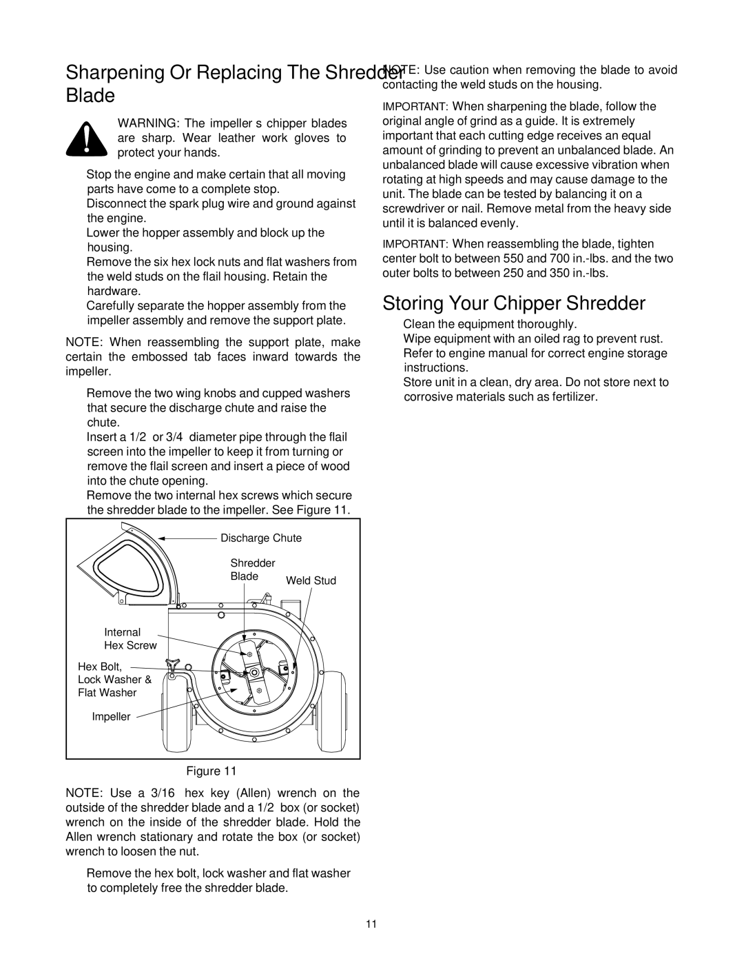 MTD 465 manual Sharpening Or Replacing The Shredder Blade, Storing Your Chipper Shredder 