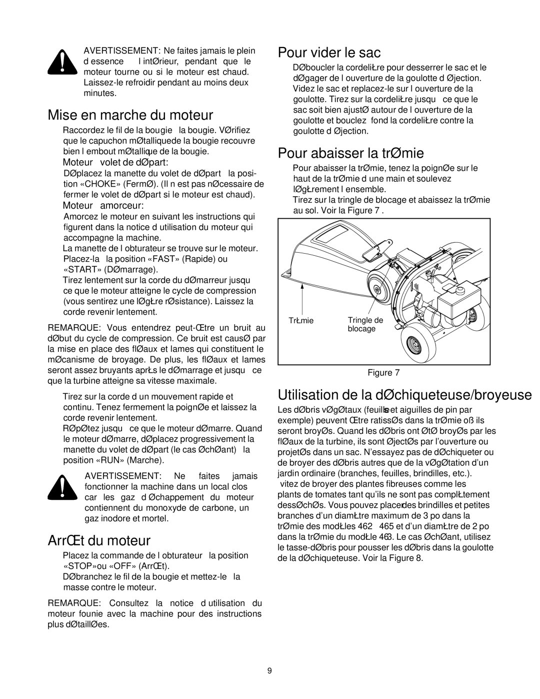 MTD 465 manual Déchiqueteuse/broyeuse la de Utilisation 