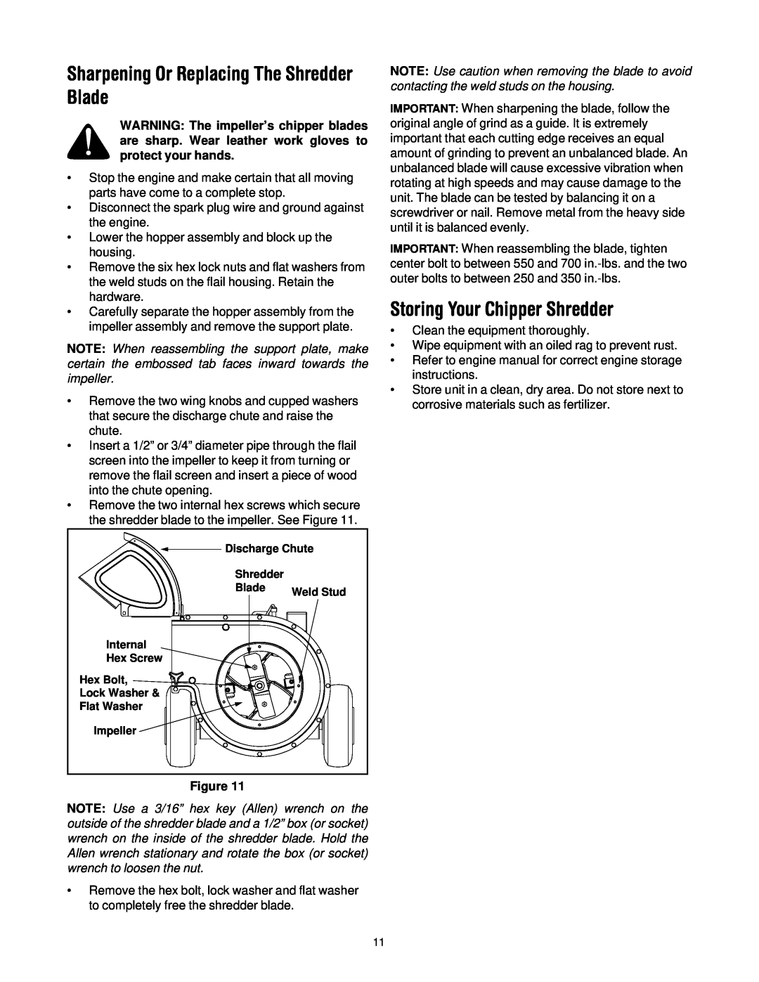MTD 465 manual Sharpening Or Replacing The Shredder Blade, Storing Your Chipper Shredder 