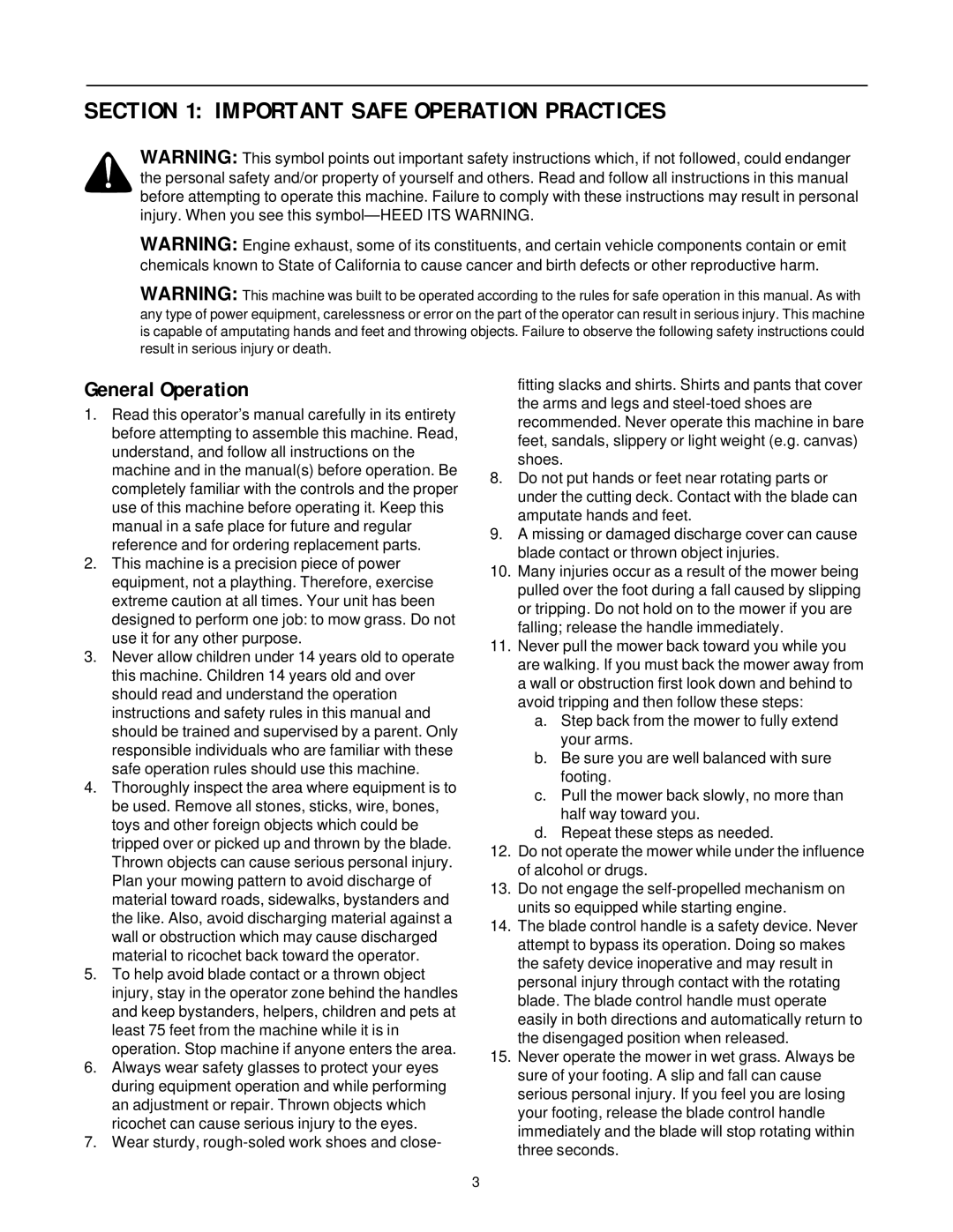 MTD 469 manual Important Safe Operation Practices, General Operation 