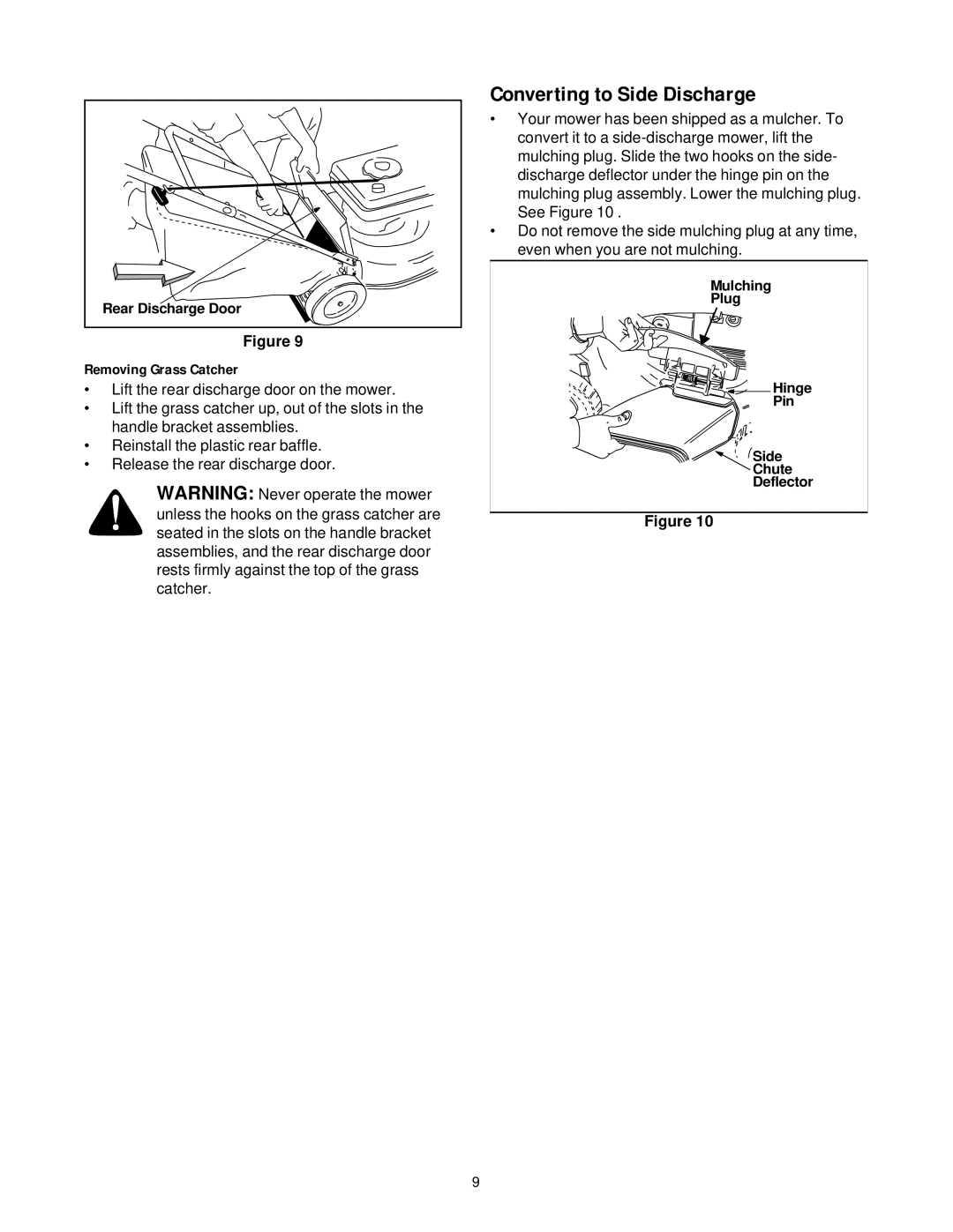 MTD 469 manual Converting to Side Discharge, Removing Grass Catcher 